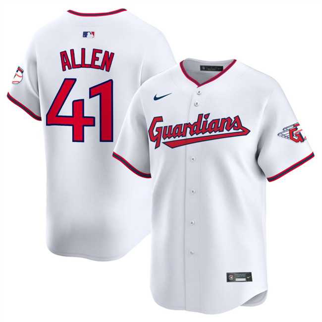 Mens Cleveland Guardians #41 Carlos Santana White Home Limited Stitched Jersey Dzhi->cleveland guardians->MLB Jersey